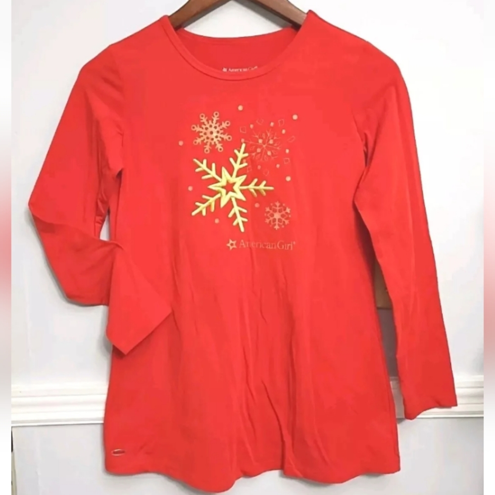 American Girl Long Sleeve Snowflake Shirt for Girls Pijama Top